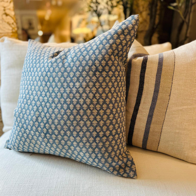 Mini Flower Pillow Cover - 22" x 22", Blue Floral