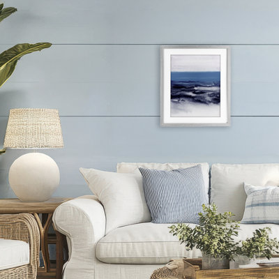 «Watercolor Landscape» en bleu, reproduction encadrée sous verre, conception par 1x