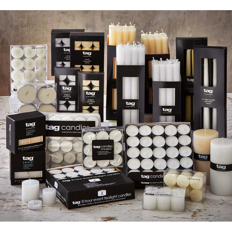 Bougie cylindrique sans parfum, L 8 po x l 2 po, Blanc, 1