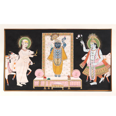 Shrinathji With Yamunaji And Mahaprabhuji | Watercolor On Paper