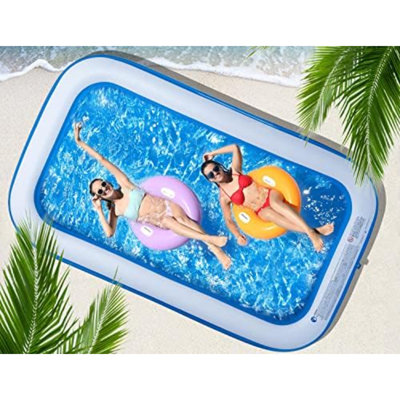 Inflatable Swimming Pool 120" X72" X20" Family Swim Center For Kids Full-Sized Lounge Pool For Kids Adults Easy Set For Backyard Summer Water Party Outdoor Kiddie Pools