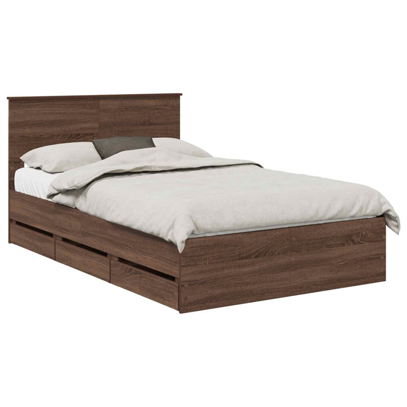 Bed, Small Double (4'), Brown Oak