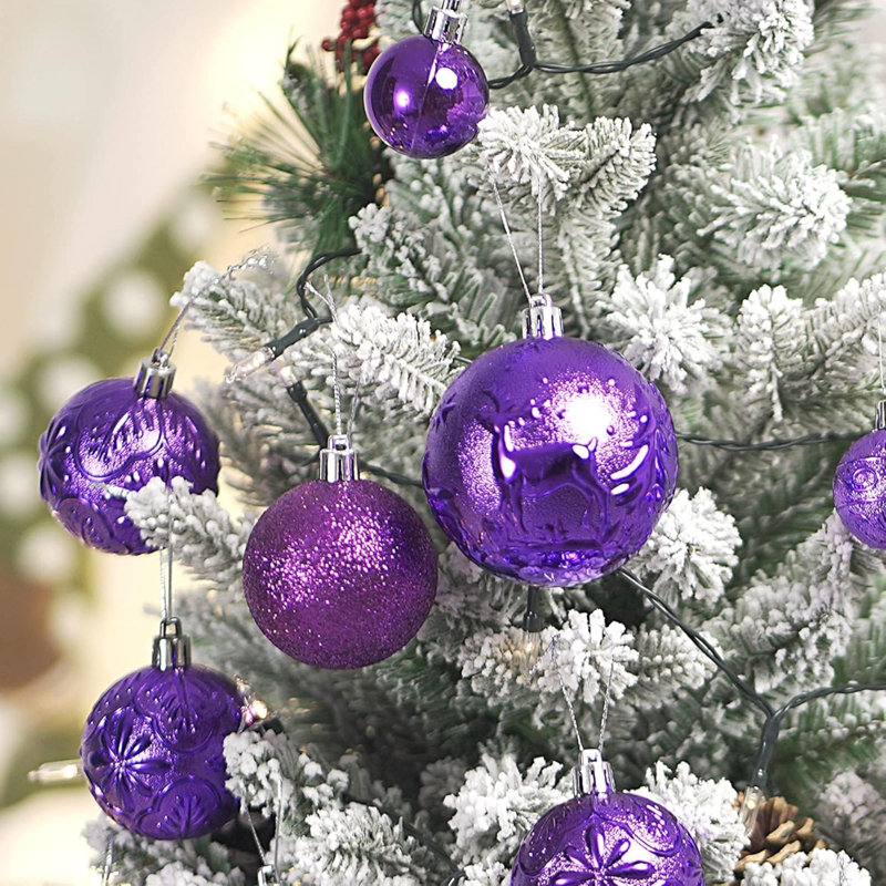Ornements de Noël pour arbres de Noël, boules de Noël incassables, Mauve