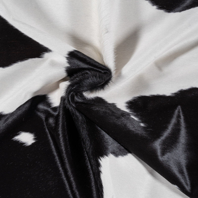Tapis en cuir de vache noir et blanc - Tapis en cuir véritable, Nouveauté de 5 pi 6 po x 6 pi 6 po