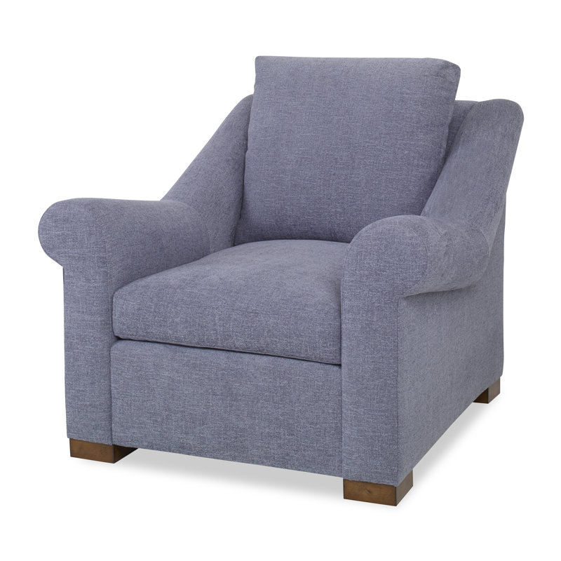 Canyon Sunbrella® and Boucle Armchair, Elise Linen, Vintage Ebony
