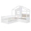 Lit simple Roomfitter avec canapé, lit plateforme en bois avec compartiment de rangement et tablette latérale, conception peu encombrante, blanc-876623711