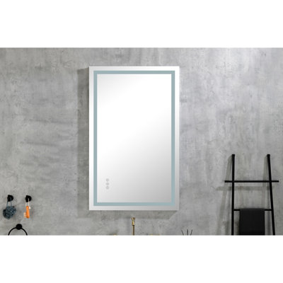 Bathroom Led Mirror 40"x24" Fog - Dimmable, 3 Colors, Memory, Wall Mounted Vanity Decor Fog, Color Settings, Memory Function