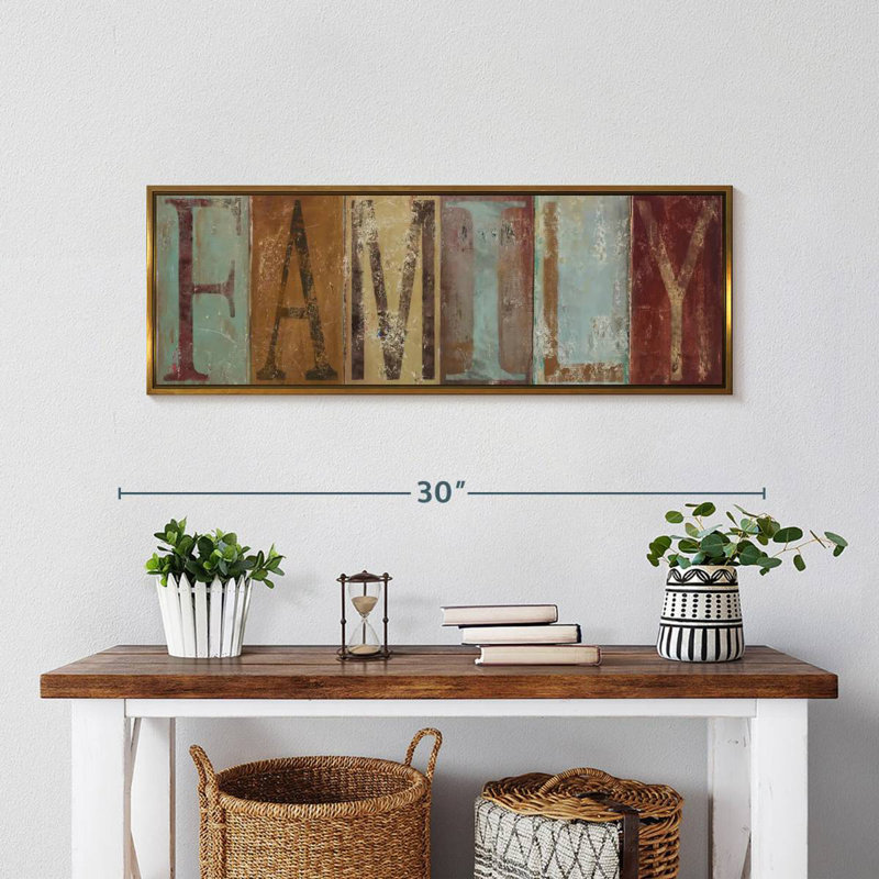 Plaque murale familiale, Cadre flottant doré, 28 po x 10 po