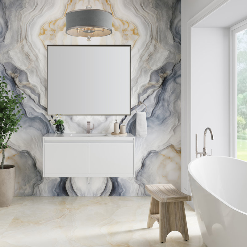 Mantova 47.25'' W Single Vanity, Glossy White, Glossy White