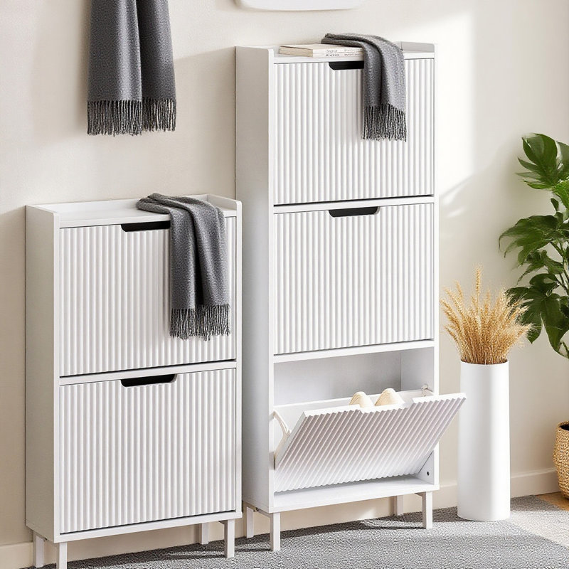 8 Pair Flip Down Shoe Storage, White
