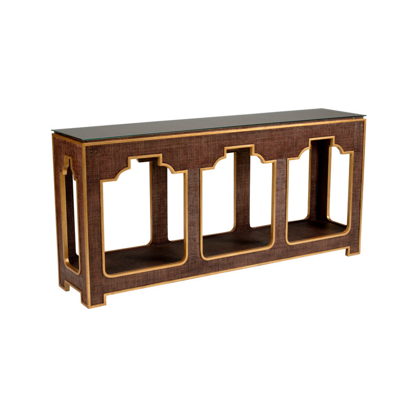 Console Yangon, H 34,25 po x l 71,5 po x P 16 po, Brun / or antique