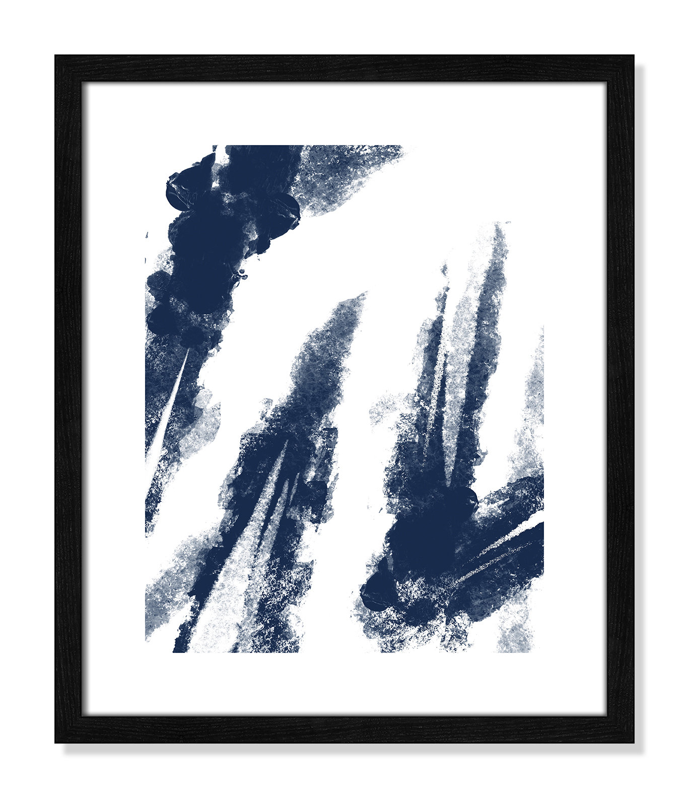 Ferne "Navy Striking Seams 2" Print, 19" H x 16" W x 0.75" D, Black Wood Framed Paper