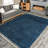 Hollier Modern Power Loom Performance Shag Tasseled Blue Rug-697819217