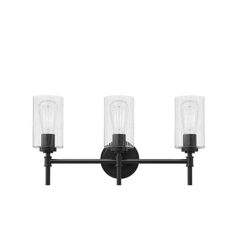 Wexton 3-Light 5.44” Wide Vanity Light, Clear Bubble, Matte Black