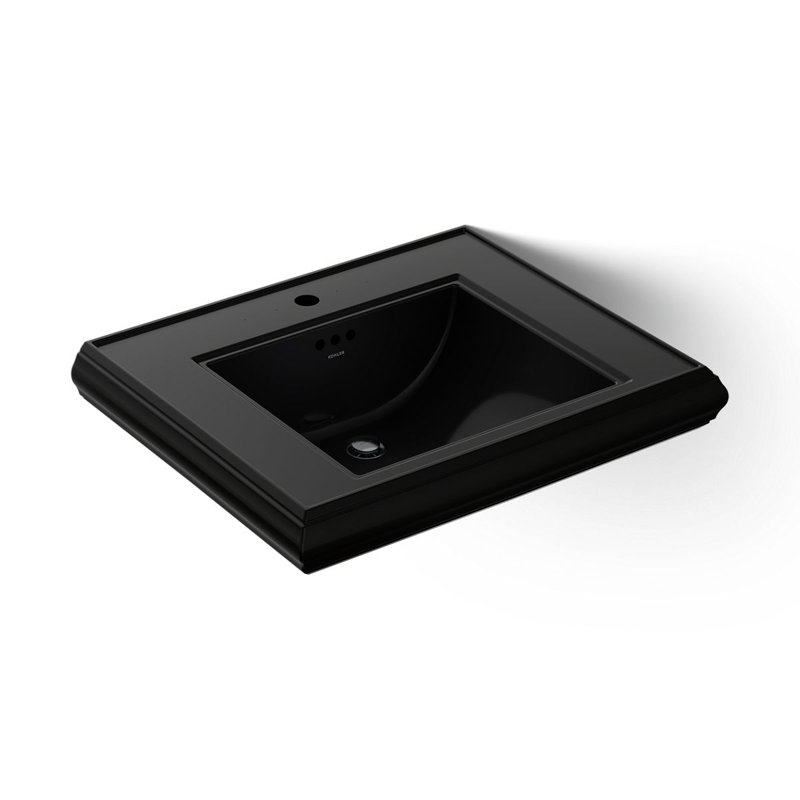 Memoirs® Rectangular Pedestal Bathroom Sink with Overflow, Black Black™, Single Hole Faucet