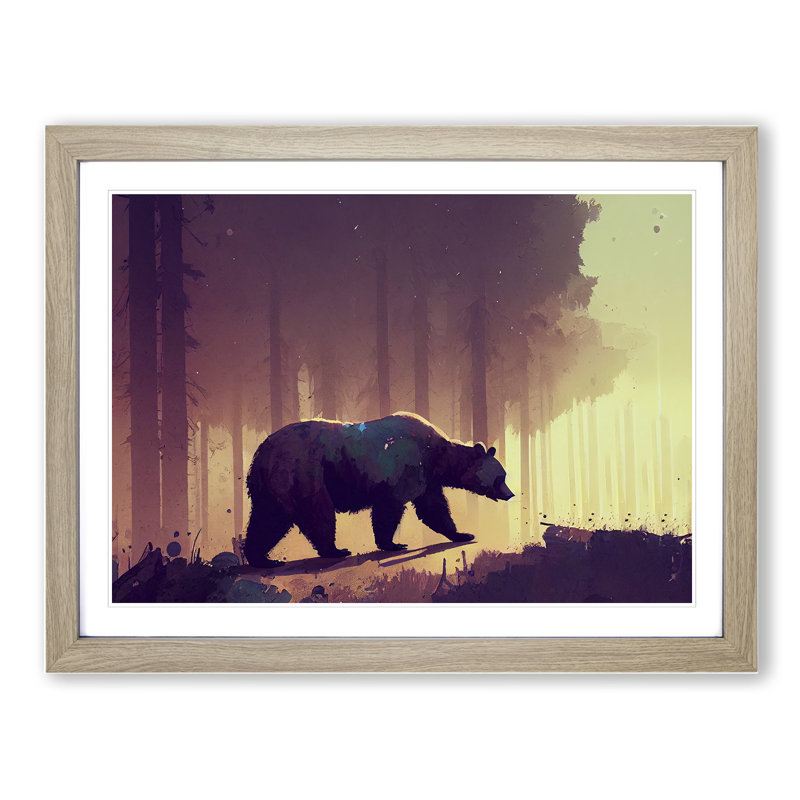 Bear Vol.3 - Single Picture Frame Print, Oak, 34cm H x 46cm W x 2cm D