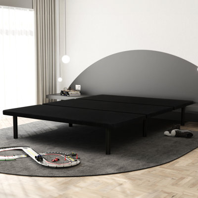 Structure de lit tapissier simple en noir - pour tous les types de chambres à coucher, chambres d'amis, appartements, dortoirs peu encombrants, support de matelas, plateforme de rangement facile à installer sous le lit, idéale pour économiser du rangement,