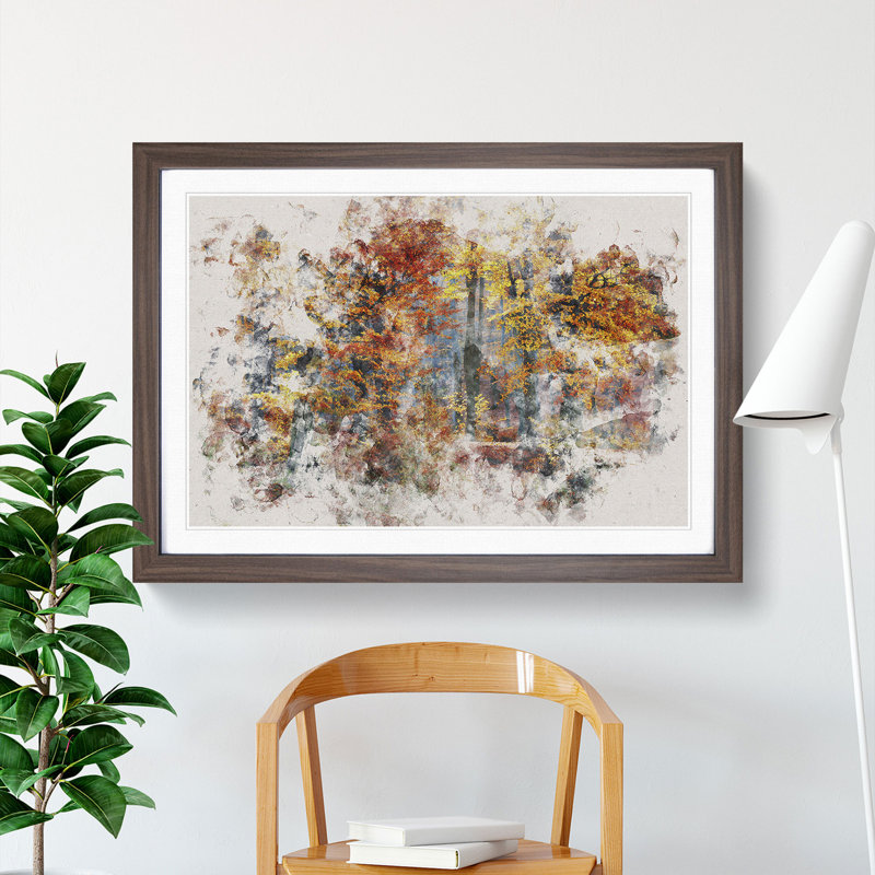 Autumn Forest Vol.3 Watercolour - Picture Frame Graphic Art, Walnut, 36cm H x 48cm W x 2cm D