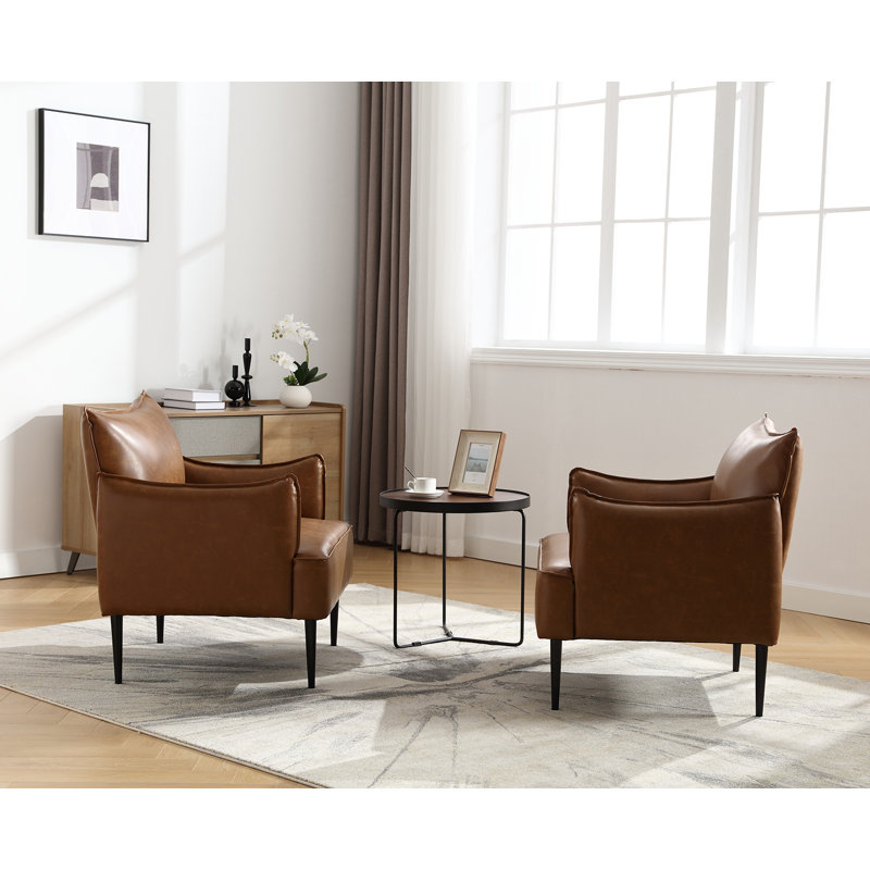 Faux Leather Side Chair, Brown Faux Leather