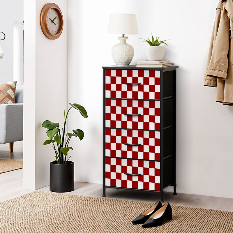 4 Drawer Dresser for Bedroom, Narrow Chest of Drawers, Wooden Top and Study Iron Frame 18"x37.5"-(WxH)