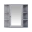 Armoire de rangement murale de salle de bain avec miroir, tablette réglable et portes-129424045
