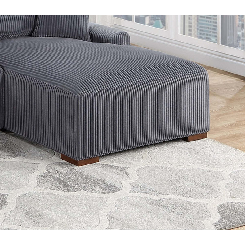 2pc Sectional Set, Dark Gray Corduroy