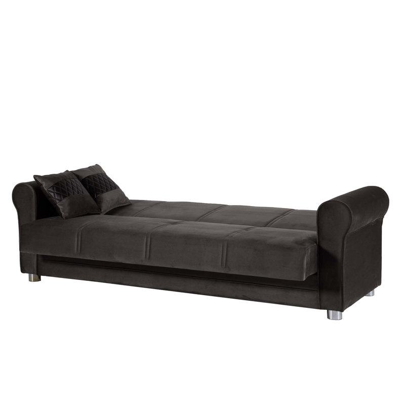 Canapé-lit en tissu avec rangement 3-en-1 Sara, Microfibre gris foncé, H 36,61 po x l 87,79 po x P 33,46 po