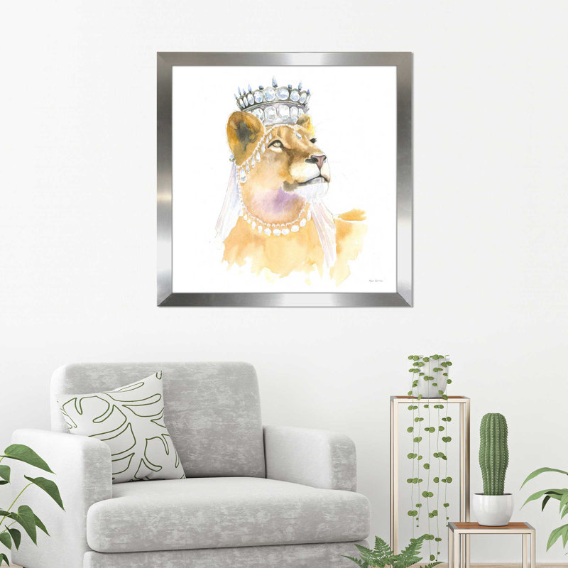 «Jungle Royalty II Crop», art encadré, H 37,5 po x l 37,5 po x P 1 po, Encadrement argenté