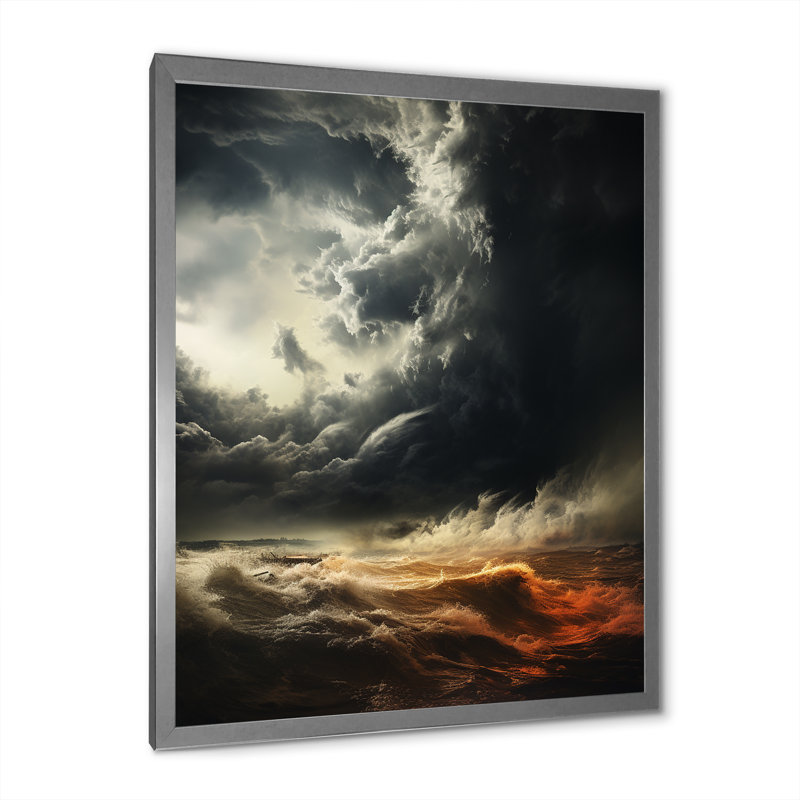 Layah " Gray Tornado Fury ", 32" H x 24" W x 1" D, Silver Picture Framed