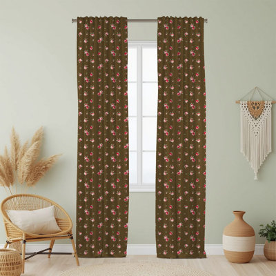 Semi Sheer Fruit Print Curtain Single Panel