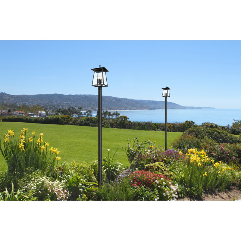 Rainer 4 Light Outdoor Post Mounted Fixture in Black, 118.25" H x 13.5" W x 13.5" D