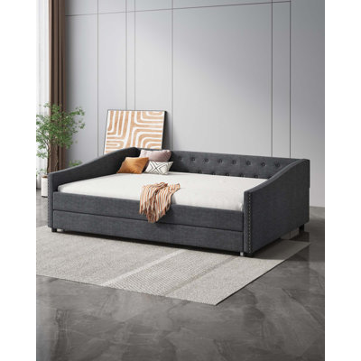 Daybed With Twin Size Trundle Upholstered Tufted Sofa Bed -  GRILLO HOME, ZYP0716-W2336S00010