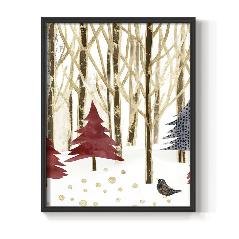 Christmas Holiday Art CDVII, reproduction d'art encadrée - bois massif, H 11 po x l 9 po, Black