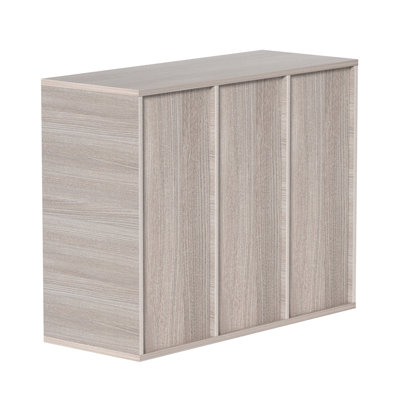 Rangement à 27 compartiments pour livres en bois gris avec tablettes réglables
