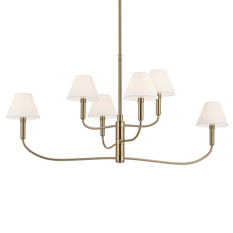  6-Light Classic Shaded Arm Chandelier, Bronze, 19.5" H x 6" W x 41" D