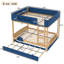 Grand lit superposé avec lit gigogne en MDF bleu + pin + contreplaqué, conception de voiture-1220664703-1220664689
