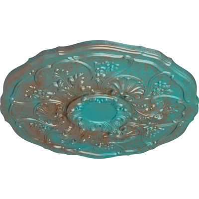 Endurathane Cornelia Ceiling Medallion, 22 1/2"OD x 1 1/2"P (Fits Canopies up to 4"), Hand-Painted Copper Green Patina Finish