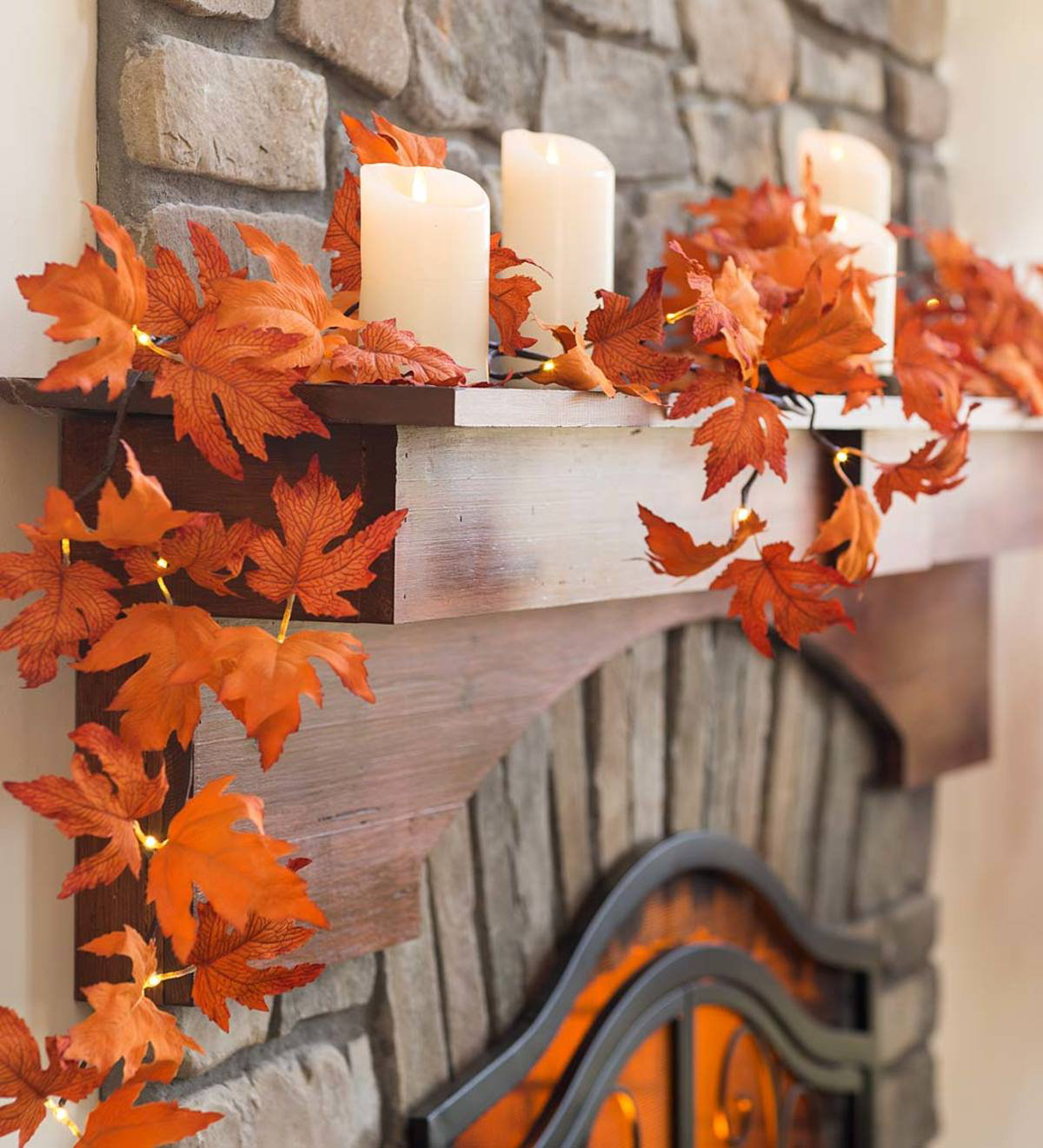 72'' in. Lighted Faux Maple Garland