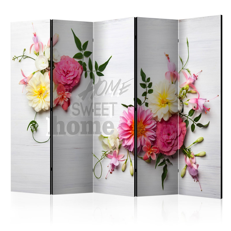 225cm W x 172cm H 5 - Panel Solid Wood Folding Room Divider
