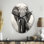 Éléphant chuchotant d'Afrique II - horloge murale en forme d'éléphant, horloge murale asymétrique moderne