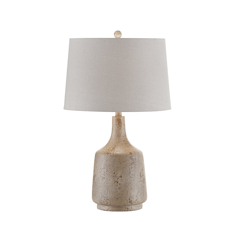 27.5" Cement Table Lamp With Tan Shade