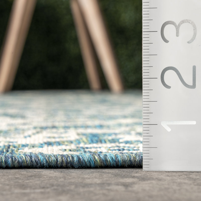 Tapis intérieur / extérieur vert / ivoire Viviane, Rectangle 5 pi x 8 pi