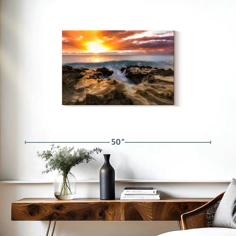 Gillard Beach au coucher du soleil, H 20 po x l 30 po