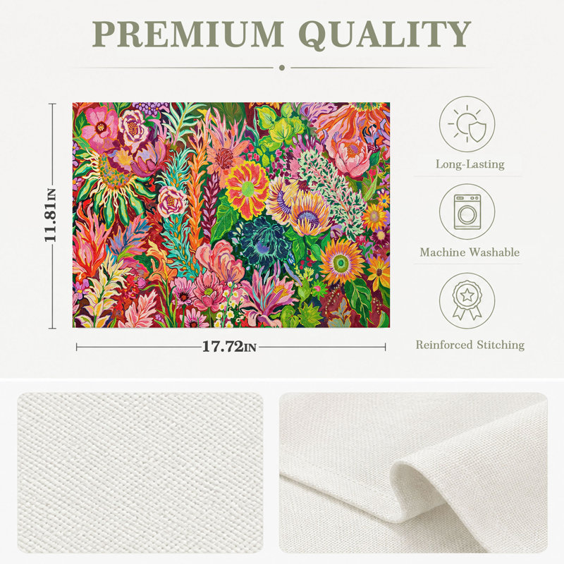 4-Piece Polyester Rectangle Dining Table Placemat