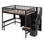 Lit mezzanine double avec bureau, bibliothèque, tiroirs et garde-robe, lit peu encombrant pour enfants et adolescents, blanc-423294390-423294393