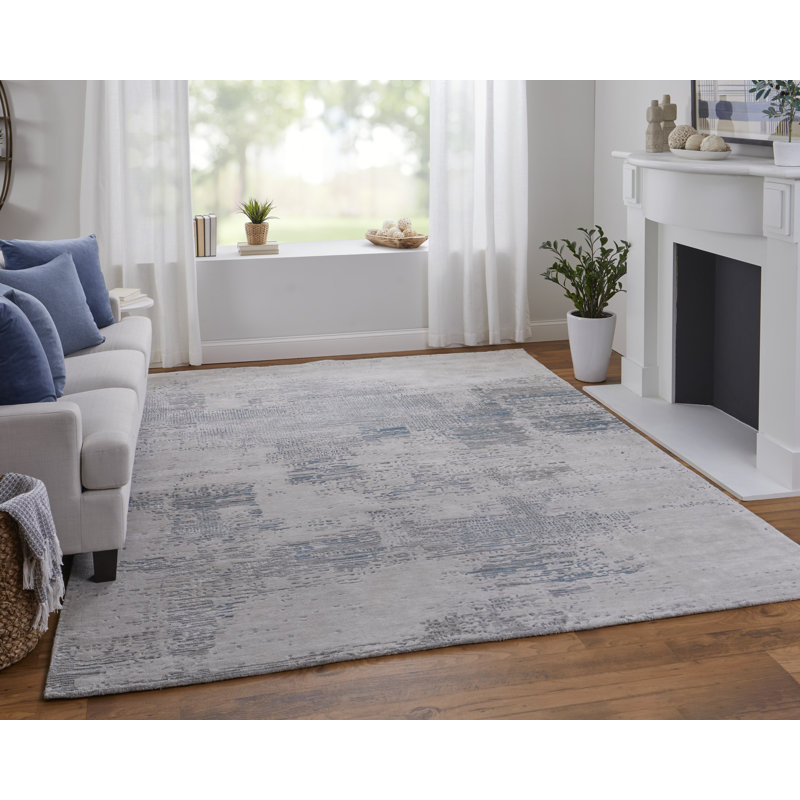 Zarah Hand Tufted Abstract Area Rug, Rectangle 12' x 15', Gray/Taupe/Blue