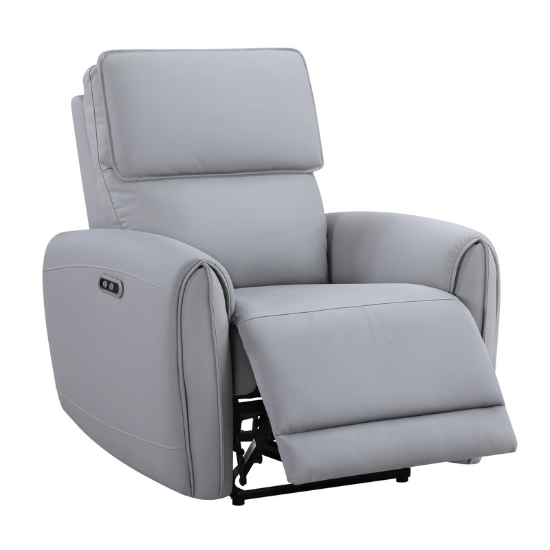 Jeromie Gray Synthetic Leather Power Motion Recliner W/USB Port