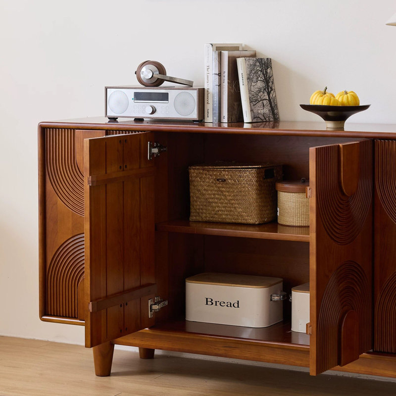 Buffet moderne en bois massif minimaliste, H 33,46 po x l 55,11 po x P 15,74 po