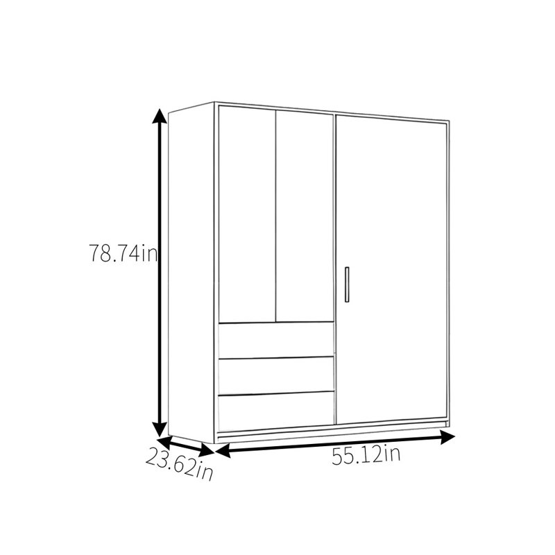 Garde-robe simple foncé classique, H 78,74 po x l 55,12 po x P 23,62 po