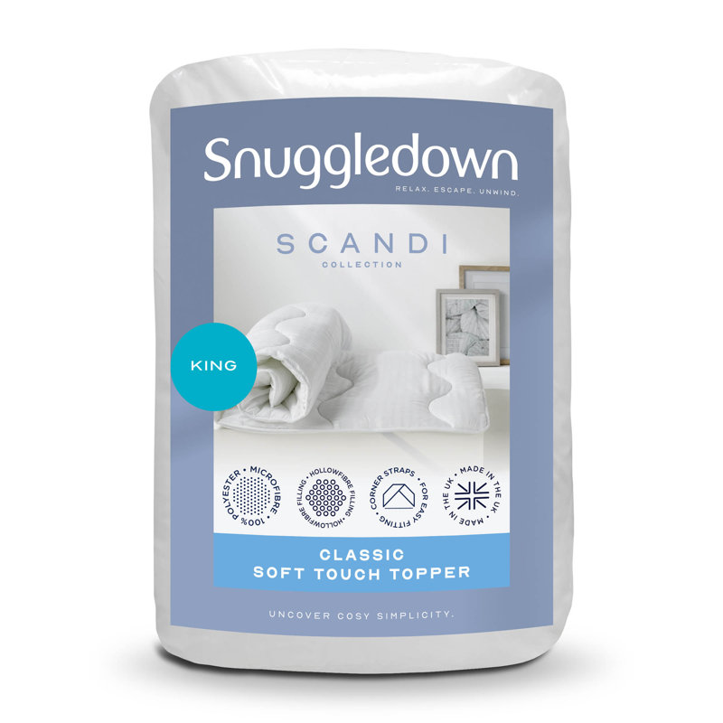 Snuggledown Scandinavian Hollowfibre Quilted Soft Touch Mattress Topper Machine Washable, Kingsize (5')